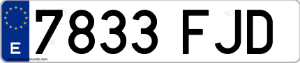 Ejemplo de matrícula de coche ordinaria 7833 FJD