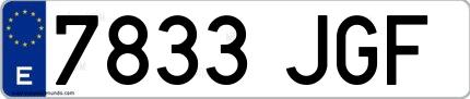 Ejemplo de matrícula española 7833 JGF