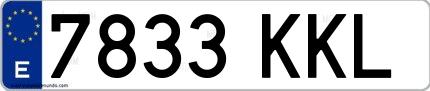 Ejemplo de matrícula de coche ordinaria 7833 KKL