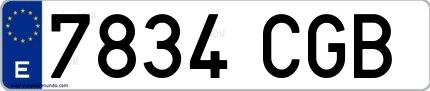 Ejemplo de matrícula española 7834 CGB