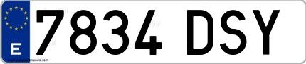 Ejemplo de matrícula española 7834 DSY