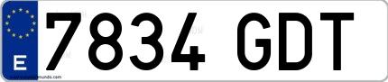 Ejemplo de matrícula española 7834 GDT