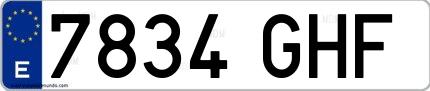 Ejemplo de matrícula de coche ordinaria 7834 GHF