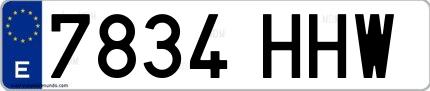 Ejemplo de matrícula española 7834 HHW