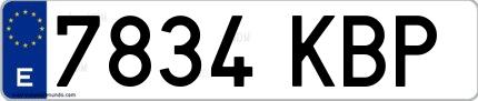 Ejemplo de matrícula española 7834 KBP