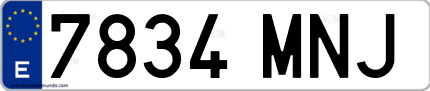 Ejemplo de matrícula de coche ordinaria 7834 MNJ