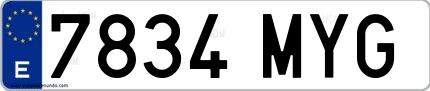 Ejemplo de matrícula española 7834 MYG