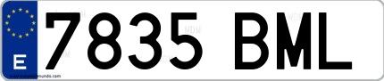 Ejemplo de matrícula española 7835 BML