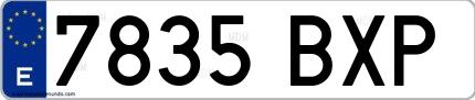 Ejemplo de matrícula española 7835 BXP