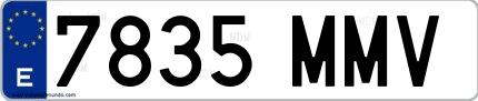 Ejemplo de matrícula española 7835 MMV