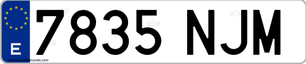 Ejemplo de matrícula de coche ordinaria 7835 NJM