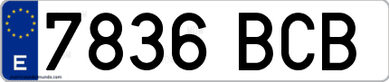 Ejemplo de matrícula de coche ordinaria 7836 BCB
