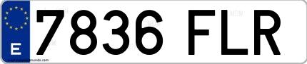 Ejemplo de matrícula española 7836 FLR