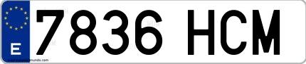 Ejemplo de matrícula española 7836 HCM