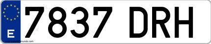 Ejemplo de matrícula española 7837 DRH
