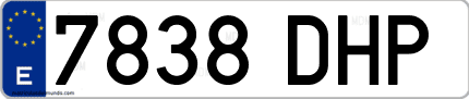 Ejemplo de matrícula de coche ordinaria 7838 DHP