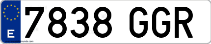 Ejemplo de matrícula de coche ordinaria 7838 GGR