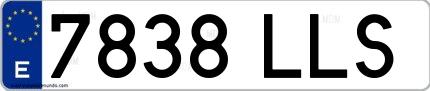 Ejemplo de matrícula española 7838 LLS