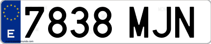 Ejemplo de matrícula de coche ordinaria 7838 MJN