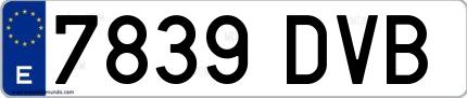 Ejemplo de matrícula española 7839 DVB