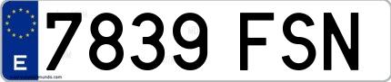 Ejemplo de matrícula española 7839 FSN