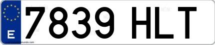 Ejemplo de matrícula española 7839 HLT
