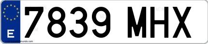 Ejemplo de matrícula española 7839 MHX