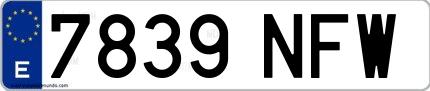 Ejemplo de matrícula española 7839 NFW