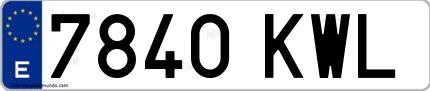 Ejemplo de matrícula española 7840 KWL