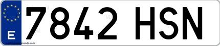 Ejemplo de matrícula española 7842 HSN