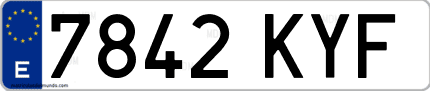 Ejemplo de matrícula de coche ordinaria 7842 KYF