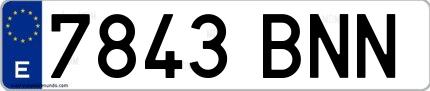 Ejemplo de matrícula española 7843 BNN