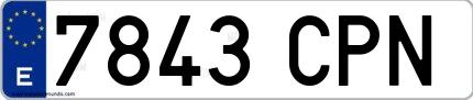 Ejemplo de matrícula española 7843 CPN