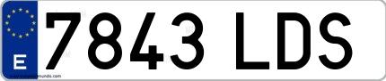 Ejemplo de matrícula española 7843 LDS