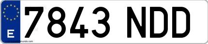 Ejemplo de matrícula española 7843 NDD