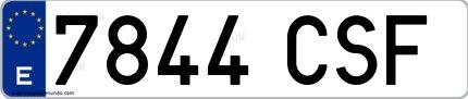 Ejemplo de matrícula española 7844 CSF