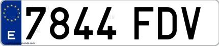 Ejemplo de matrícula española 7844 FDV