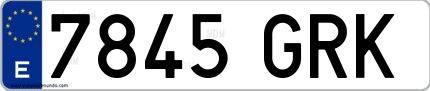 Ejemplo de matrícula española 7845 GRK