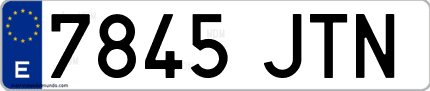 Ejemplo de matrícula de coche ordinaria 7845 JTN