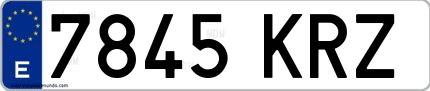 Ejemplo de matrícula española 7845 KRZ