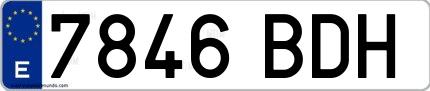 Ejemplo de matrícula española 7846 BDH
