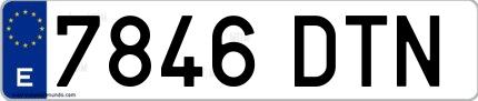 Ejemplo de matrícula española 7846 DTN
