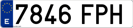 Ejemplo de matrícula de coche ordinaria 7846 FPH