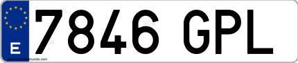 Ejemplo de matrícula de coche ordinaria 7846 GPL