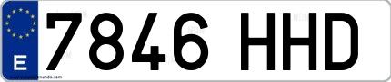 Ejemplo de matrícula de coche ordinaria 7846 HHD