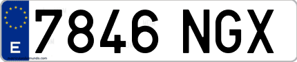 Ejemplo de matrícula de coche ordinaria 7846 NGX