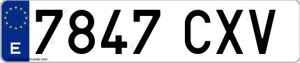 Ejemplo de matrícula española 7847 CXV