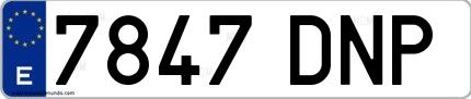 Ejemplo de matrícula española 7847 DNP