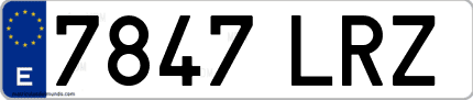 Ejemplo de matrícula de coche ordinaria 7847 LRZ