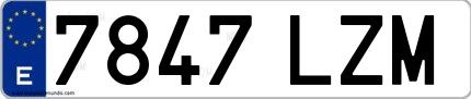 Ejemplo de matrícula española 7847 LZM